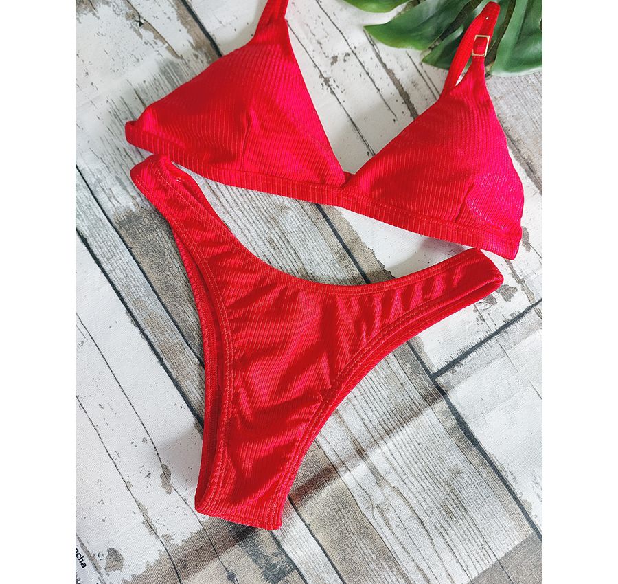 Biquini Asa Delta Vermelho Canelado 487