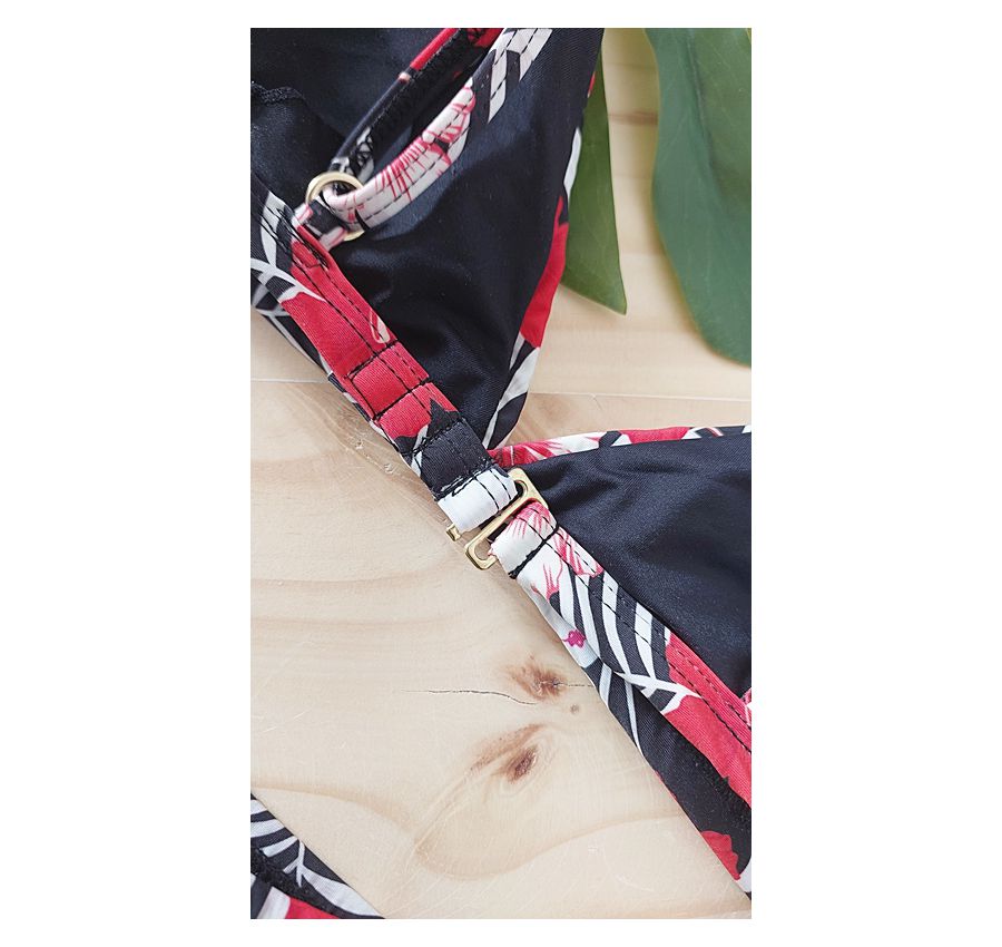 Biquini Fio Dental com Top Fixo Floral Vermelho 565