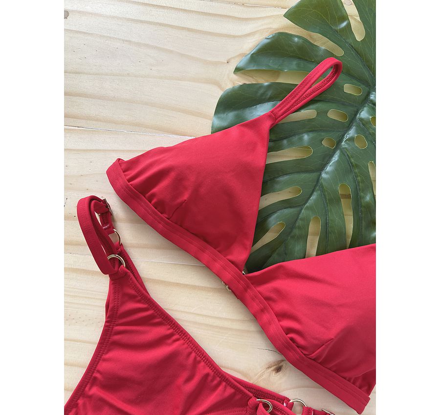 Biquini Fio Dental com Top Fixo Vermelho 568