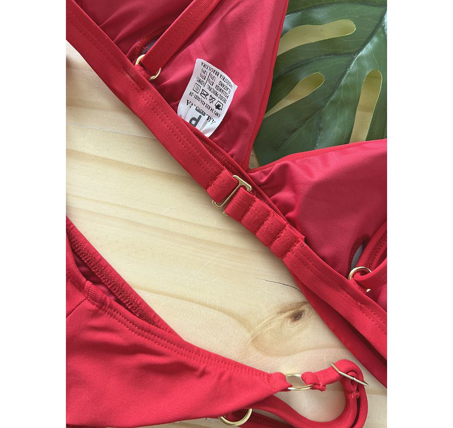 Biquini Fio Dental com Top Fixo Vermelho 568
