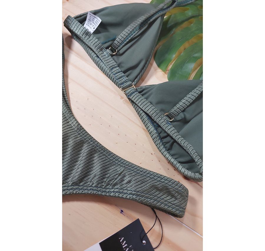Biquini Asa Delta Canelado Verde Croco 700