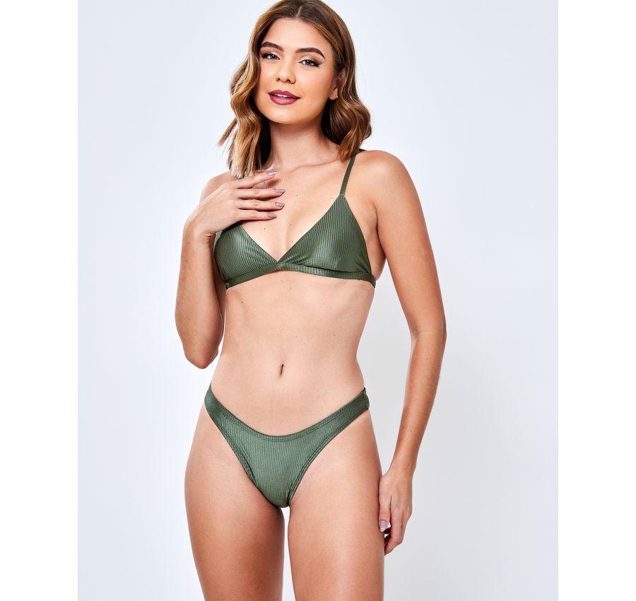 Biquini Asa Delta Canelado Verde Croco 700