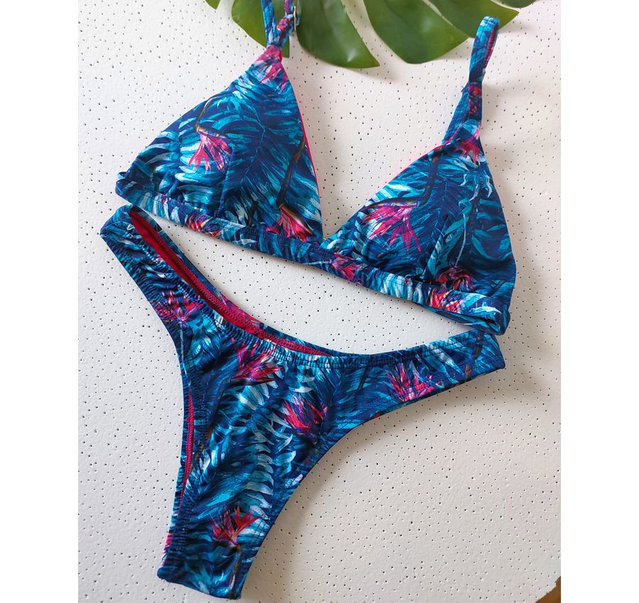 Biquini Asa Delta Monstera Azul 776