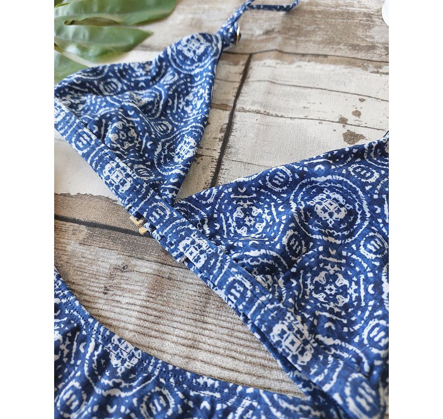 Biquini Asa Delta Tie Dye Azul com Top Fixo 330