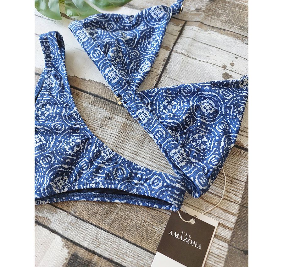 Biquini Asa Delta Tie Dye Azul com Top Fixo 330