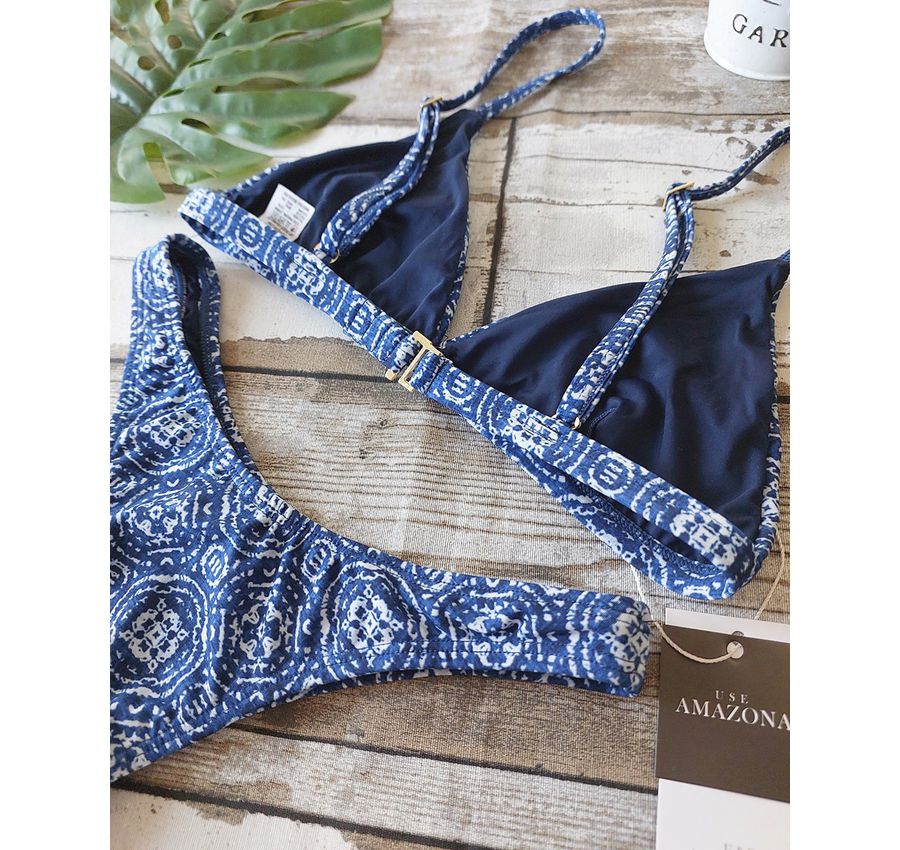 Biquini Asa Delta Tie Dye Azul com Top Fixo 330