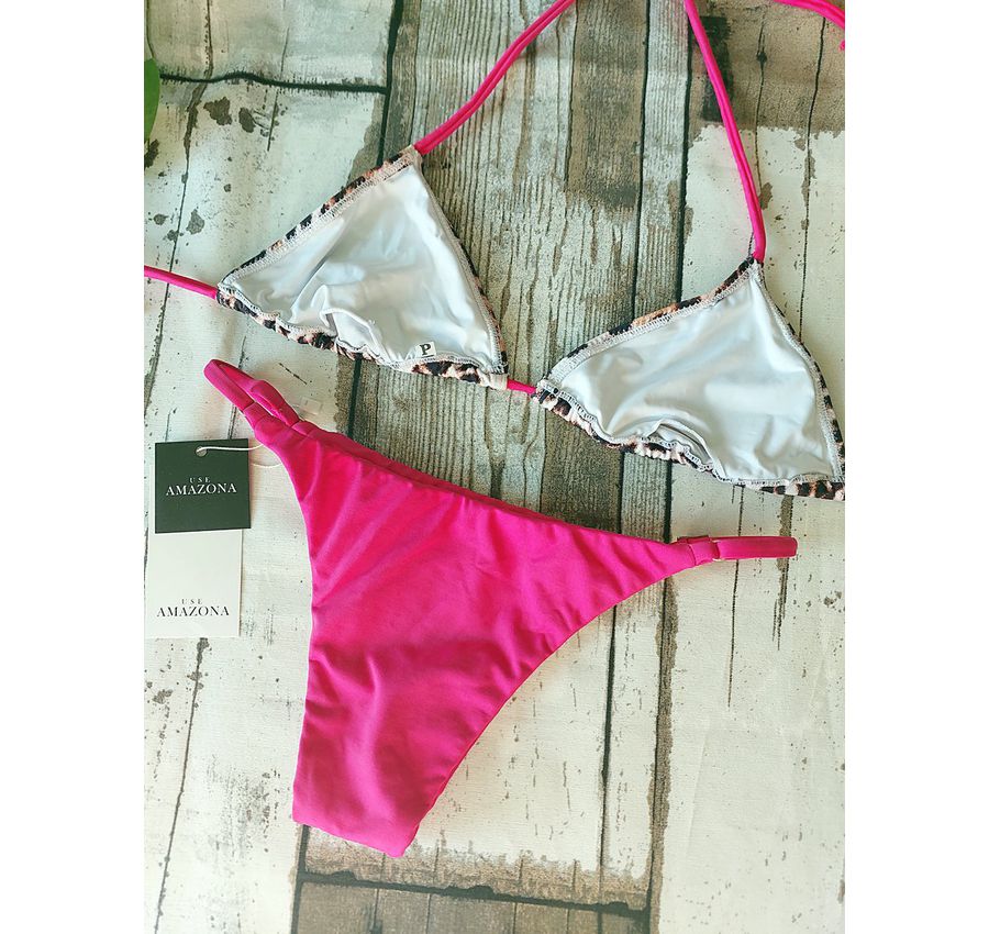 Biquini Top Oncinha com Calcinha Pink 493