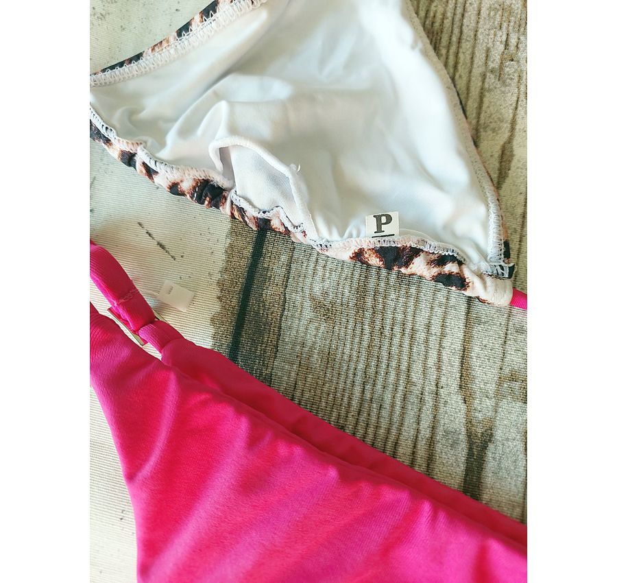Biquini Top Oncinha com Calcinha Pink 493