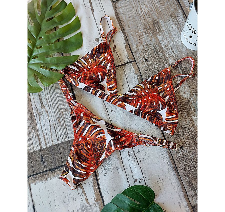Biquini Fio Duplo Monstera Laranja 337