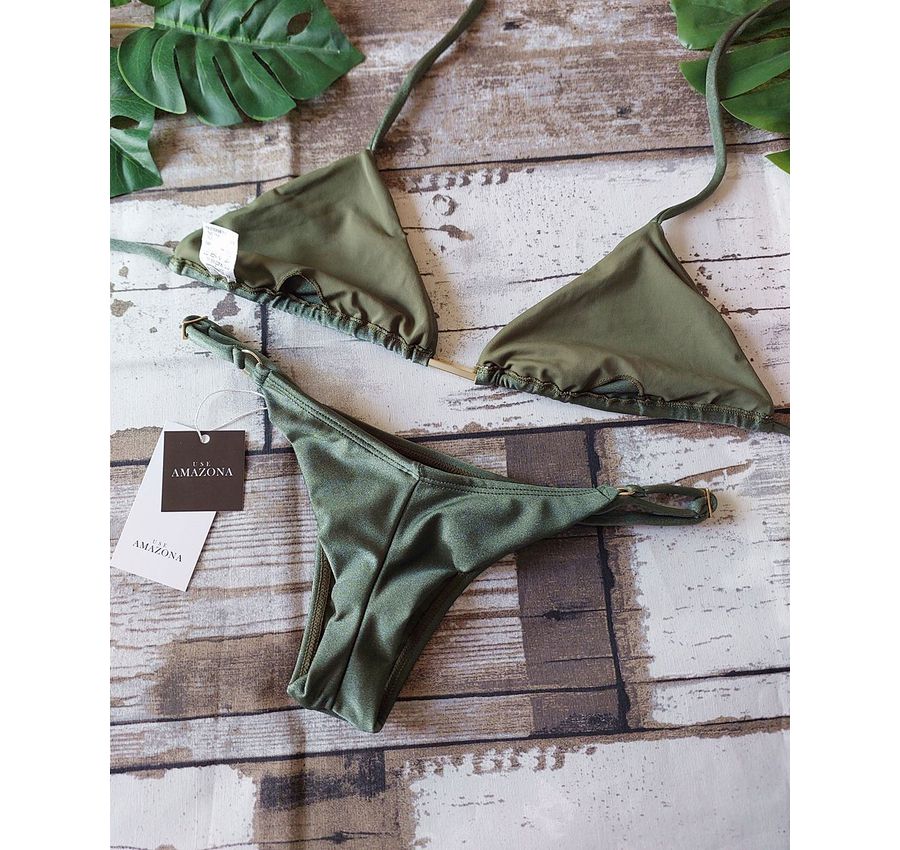 Biquini Fio Dental Verde Croco 086