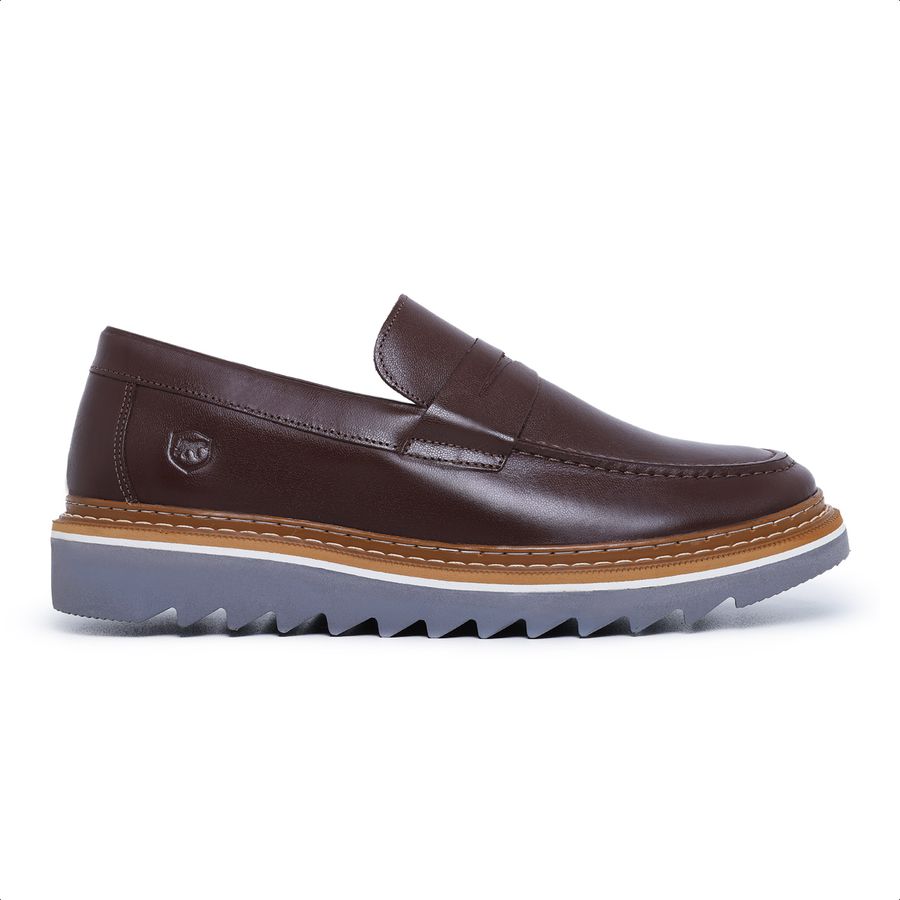 Loafer Orion Couro Café Sola Tratorada 