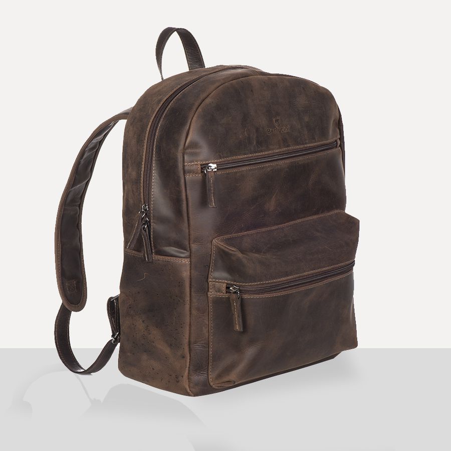 Mochila Masculina Couro Legítimo Café