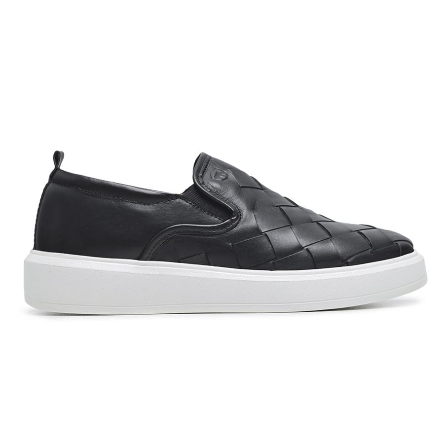 Slip On Couro Tressê Preto Cloud