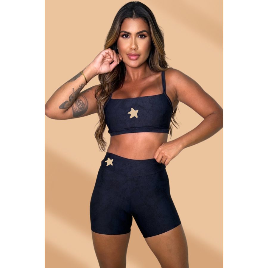 Conjunto Fitness Preto Jacquard Evolution