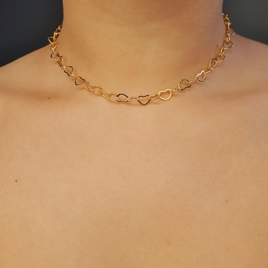 Colar Folheado A Ouro 18K Coração 