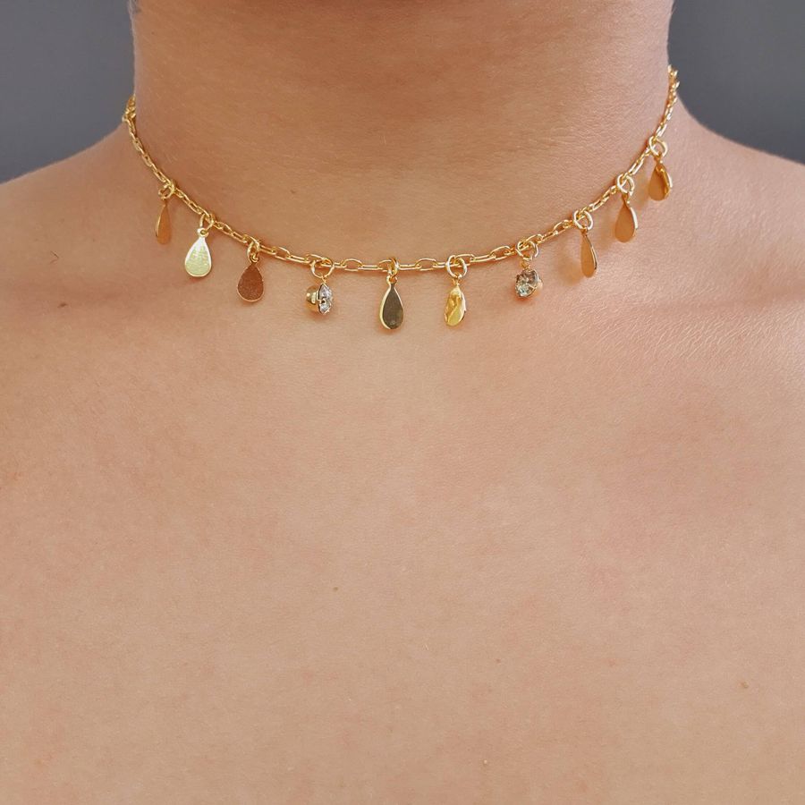 Colar Folheado A Ouro 18K Gotas 