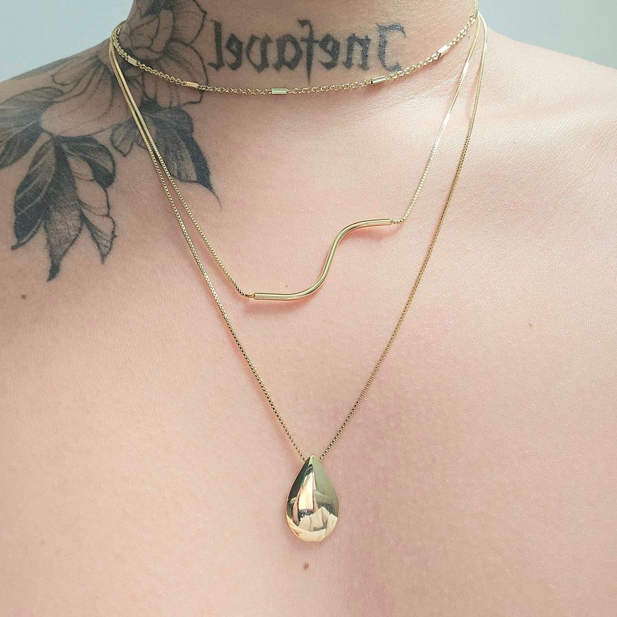 Colar Triplo Folheado a Ouro 18K Gota