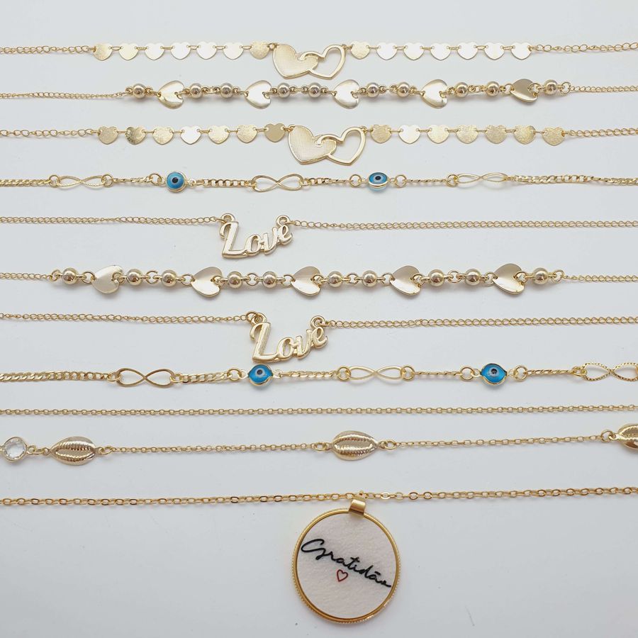 Lote Com 10 Colares Folheados a Ouro 18K Sortidos 