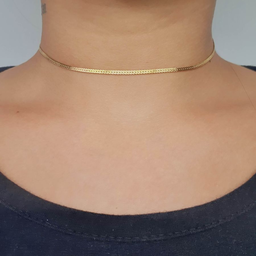 Colar Folheado A Ouro 18K Laminado Liso 