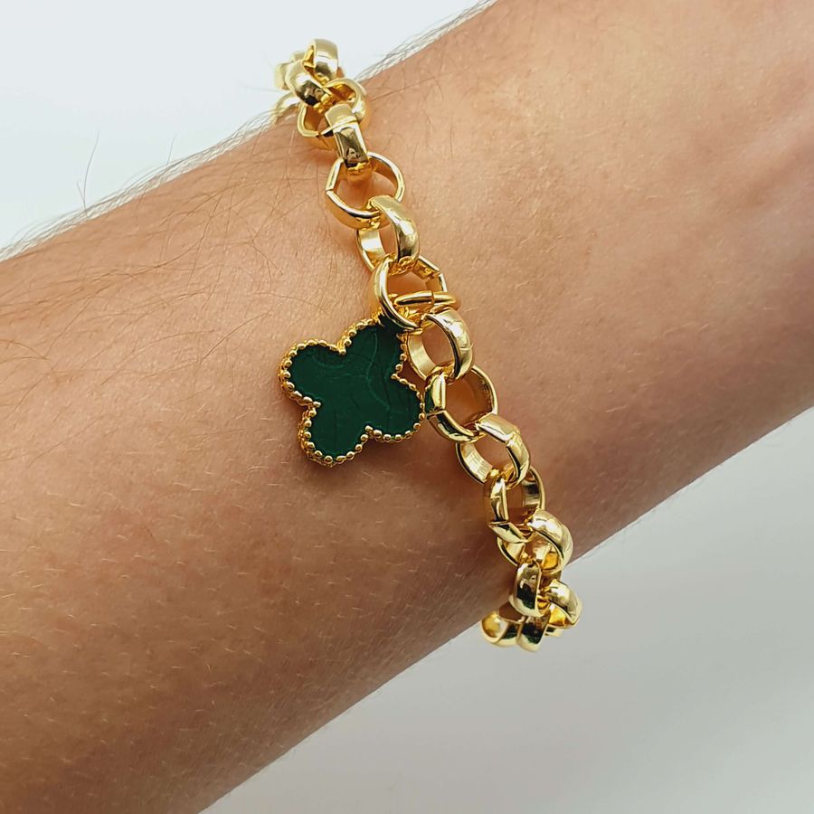 Pulseira Elos Folheada A Ouro 18K Virginia Verde 