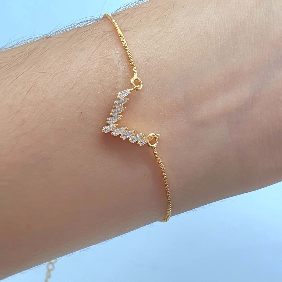 Pulseira Folheada A Ouro 18K Com Zircônia Detalhada 