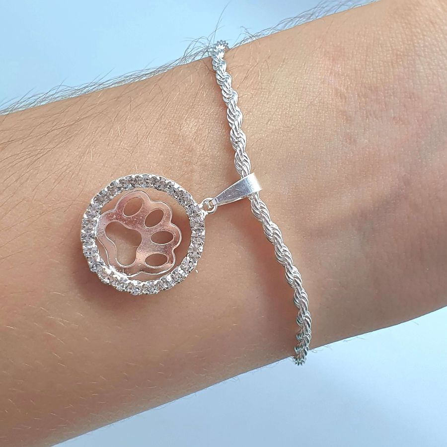 Pulseira Folheada A Prata 925 Baiana Com Patinha 