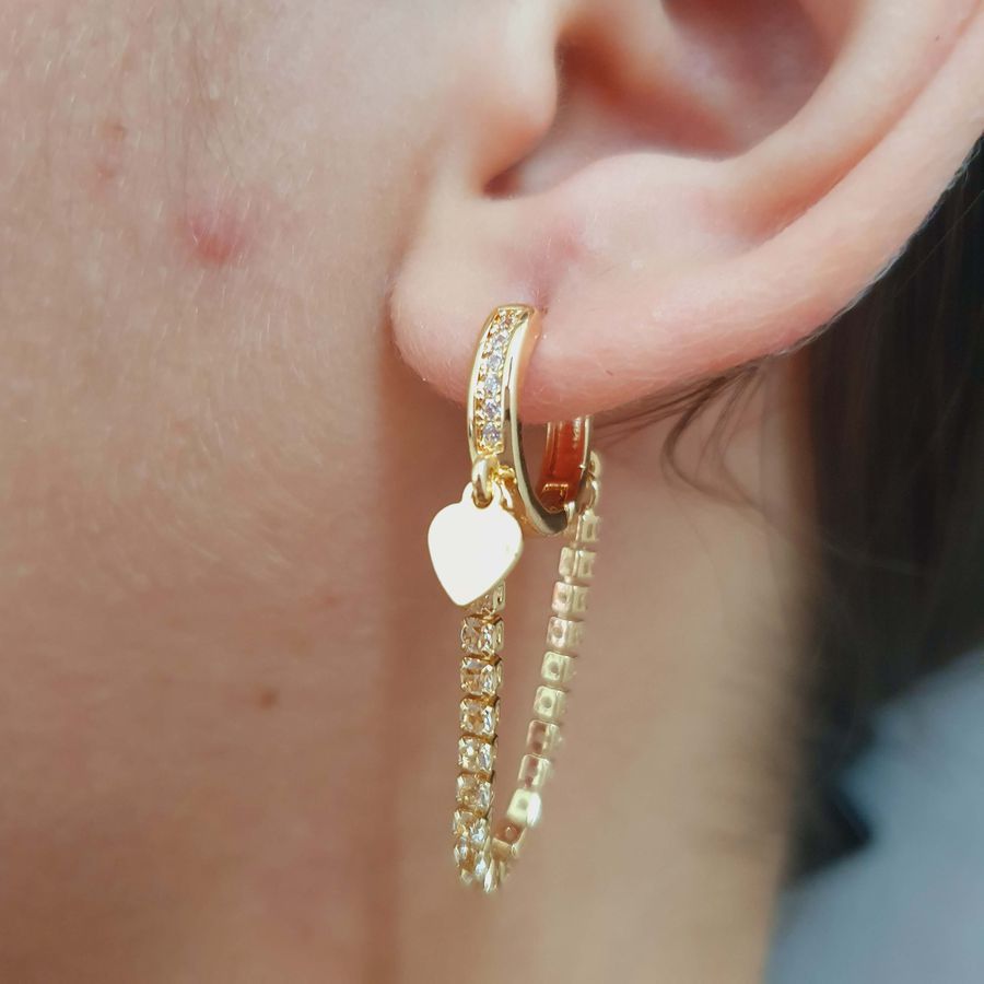 Mini Argola Com Zircônia Riviera Dourada 