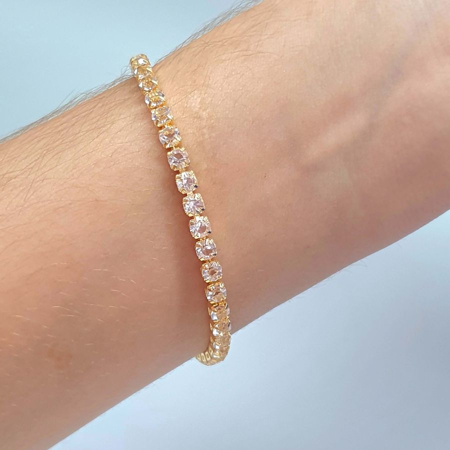 Pulseira Folheada A Ouro 18K Zircônia Branca Grossa