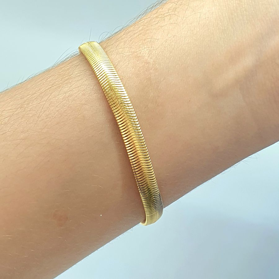 Pulseira Folheada A Ouro 18K Malha Grossa