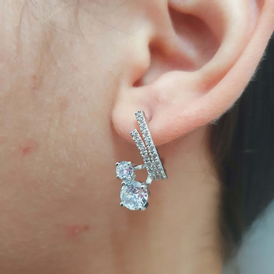 Brinco Prata Zircônia 