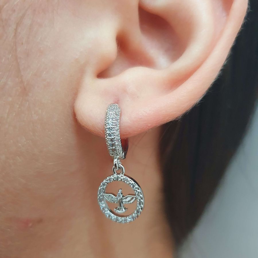 Argolinha Prata Zircônia Pomba Da Paz - Chérie Bijoux