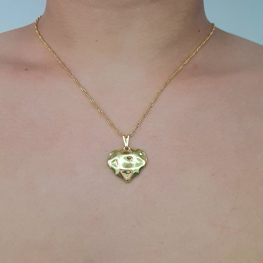 Conjunto Chapeado Folheado A Ouro 18K Coração 