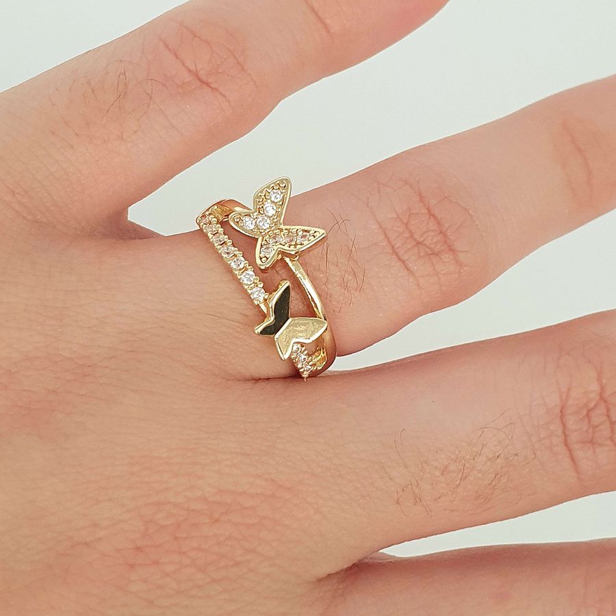 Anel Borboleta Dourado 