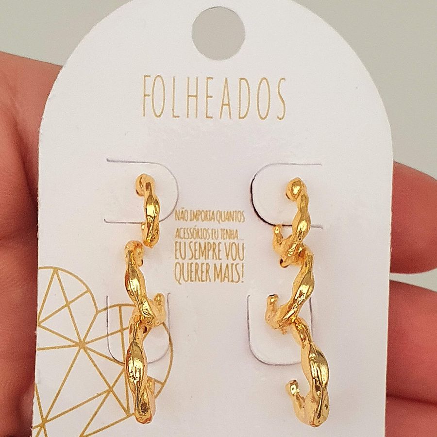 Kit De Mini Argolas Folheadas a Ouro 18K Detalhadas 