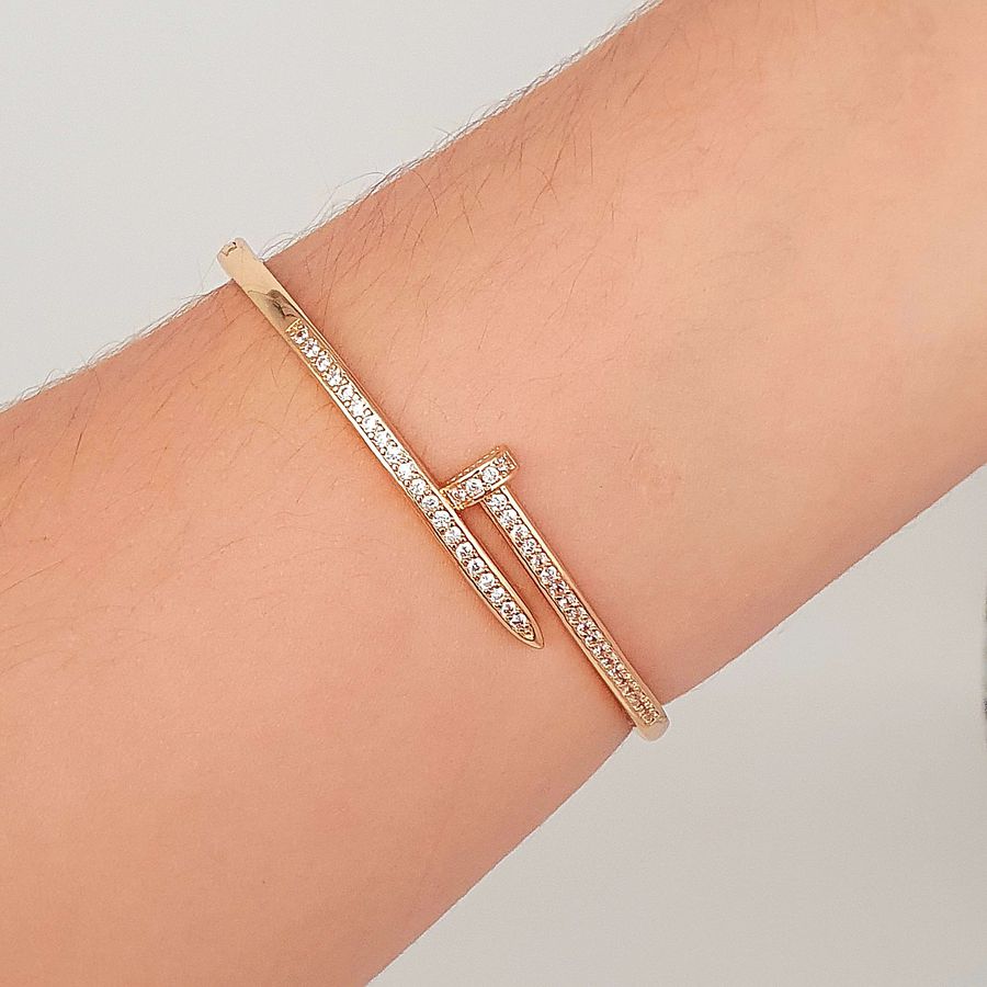 Bracelete Prego Cravejado Em Zircônia Dourado