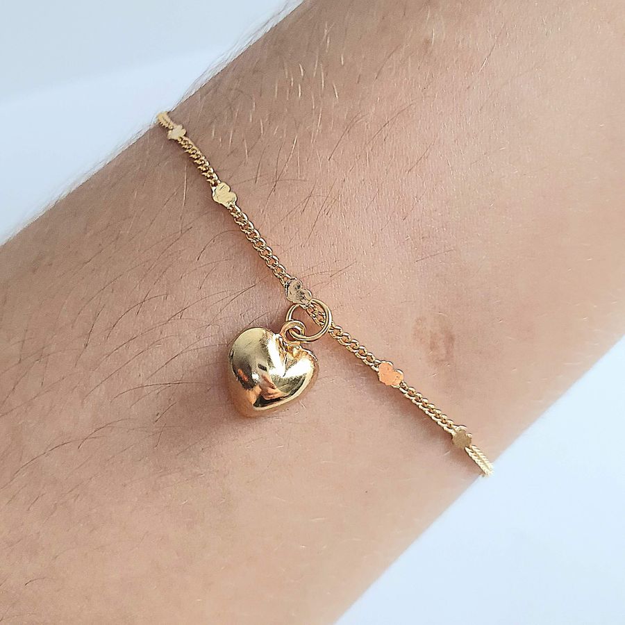 Pulseira Folheada A Ouro 18K Coração 