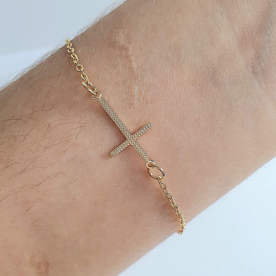 Pulseira Folheada A Ouro 18K Cruz 