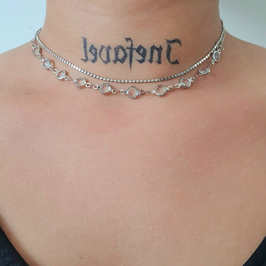 Colar Choker Duplo Folheado a Prata 925 Branco 