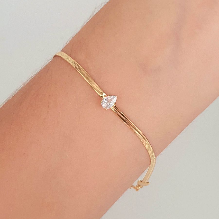 Pulseira Fita Folheada A Ouro 18K Gota 