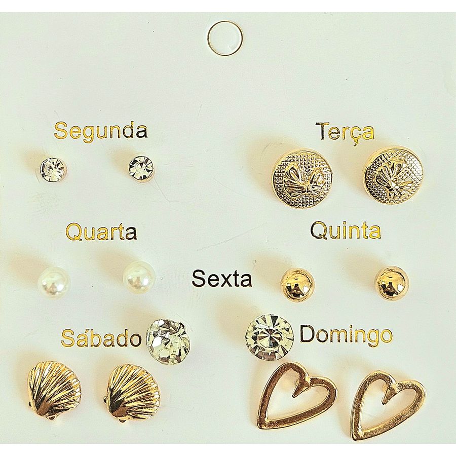 Kit De Brincos Semaninha Sortidos Dourado 