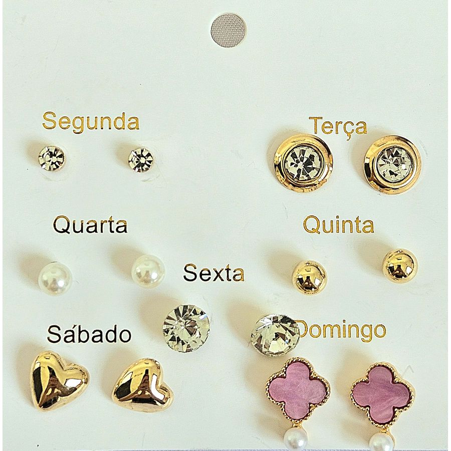 Kit De Brincos Semaninha Trevo Dourado