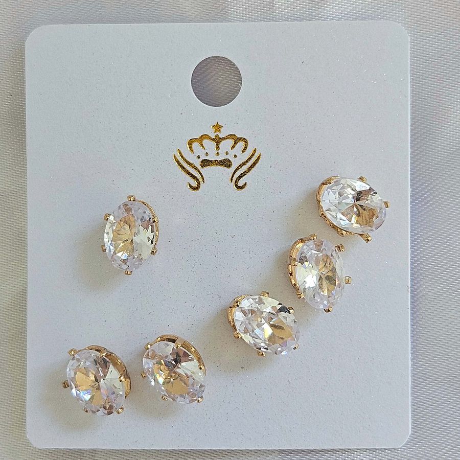 Kit De Brincos Oval Dourado