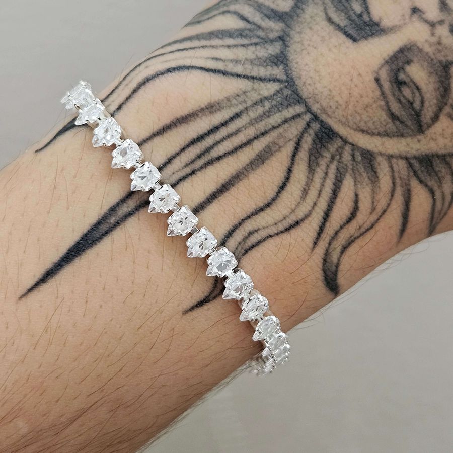 Pulseira Folheada A Prata 925 Com Zircônia Gotinhas 