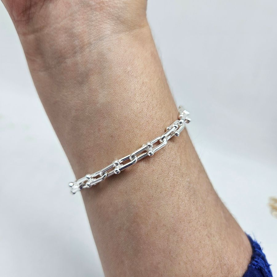 Pulseira Folheada A Prata 925 Detalhada 