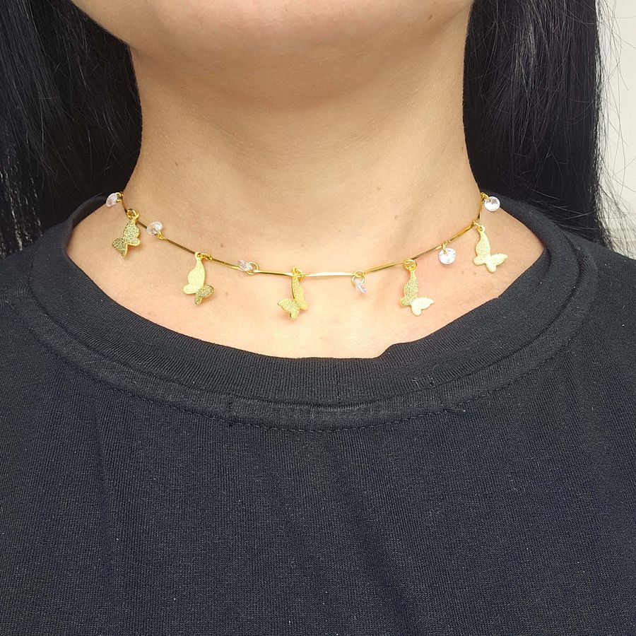 Colar Folheado a Ouro 18K Borboleta 