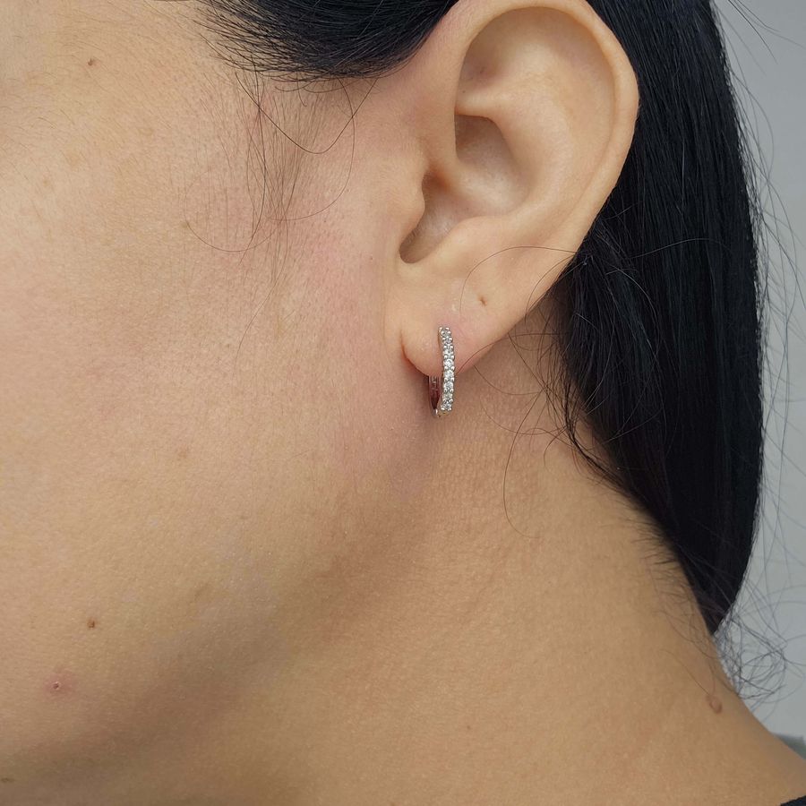 Mini Argola Com Zircônia Prata 