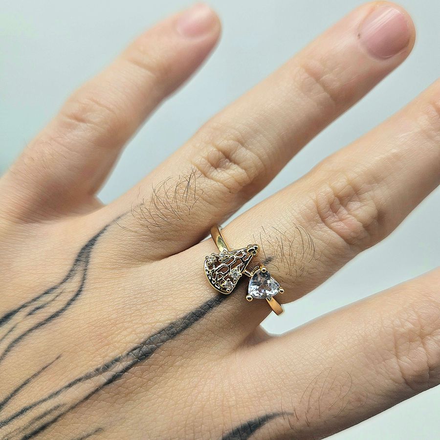 Anel Cravejado Em Zircônia Nossa Senhora Aparecida Dourado 
