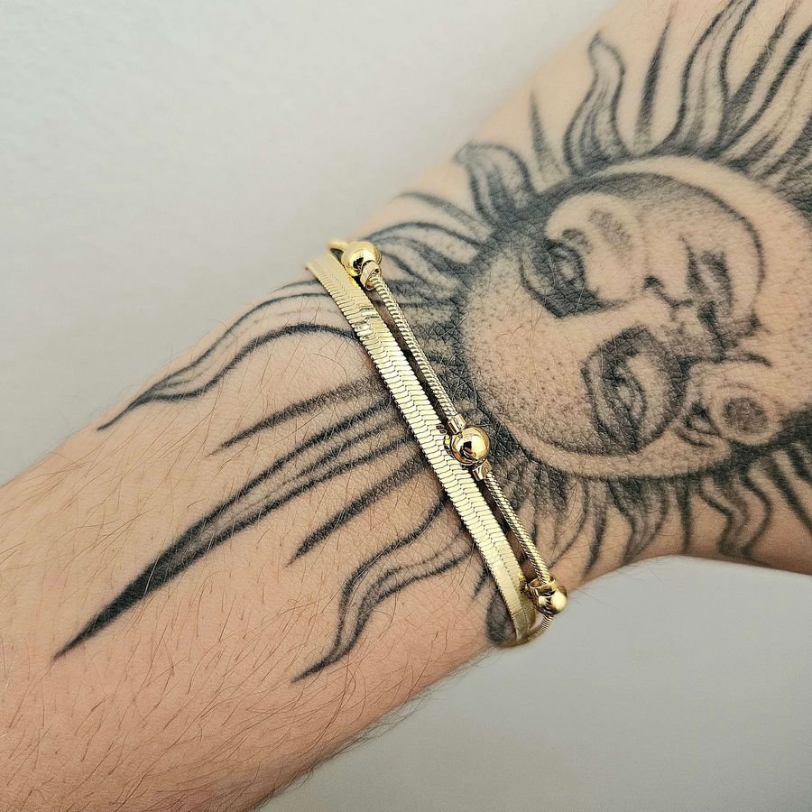 Pulseira Dupla Folheada A Ouro 18K Laminada 
