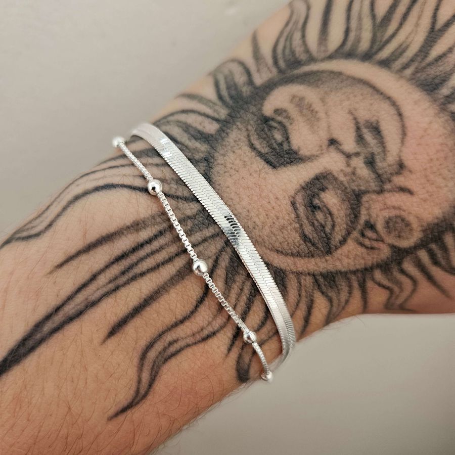 Pulseira Dupla Folheada A Prata 925 Laminada 