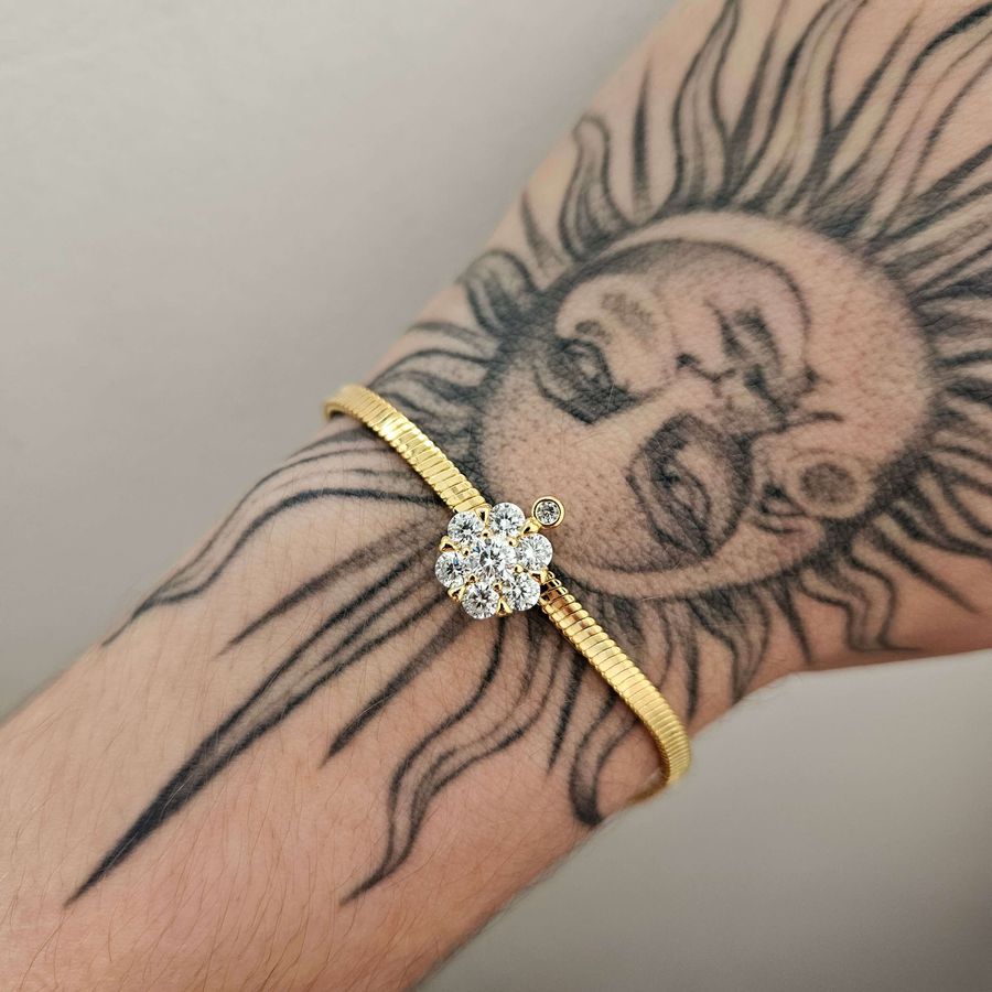 Pulseira Folheada A Ouro 18K Com Zircônia Florzinha 